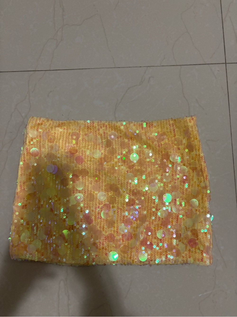 Edikted Yellow Sequin Mini Skirt